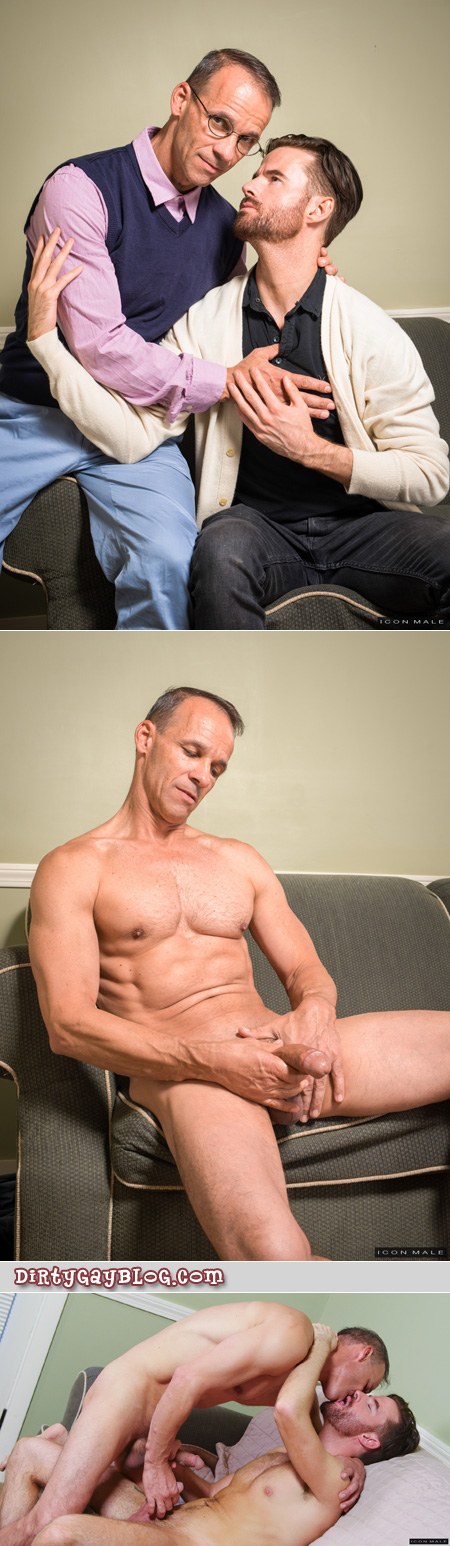 Older male therapist seducing his male patient.